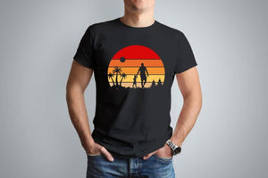 Father's Day Tshirt with Round Retro Sunset