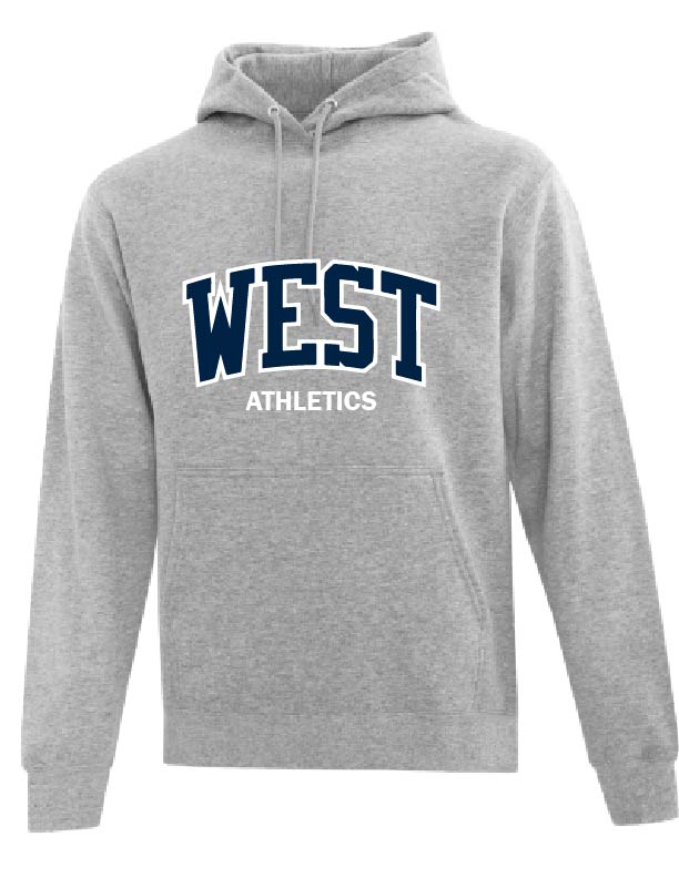 *CLOSEOUT* WEST ATHLETICS Two Colour Screen Printed Hoodie Grey Size Medium