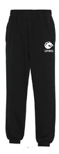 Black sweatpants with 'CPWD' logo on a white background