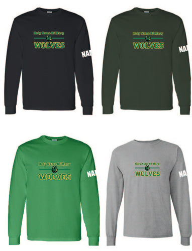 Holy Name of Mary Wolves Stacked  Logo Long Sleeve Tshirt