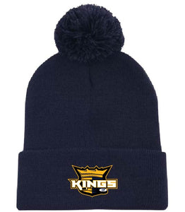 Carleton Place KINGS hockey logo embroidered on a navy toque with pompom