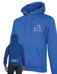 Royal Blue ORCC CHAMPION hoodie with embroidered logo on left chest and ORCC in white on lower back.